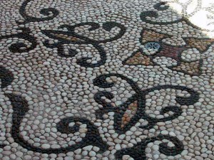 Centre detail of 12 x 12 ft pebble mosaic